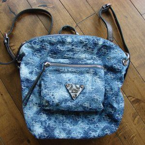 Guess Blue Denim Logo Chateau 81 Backpack New NWT